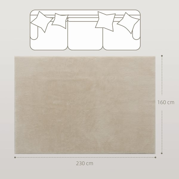 Matta för vardagsrum - Högflor - Maskintvättbar - 160 x 230 cm - 100% Polyester - Enfärgad - Grå