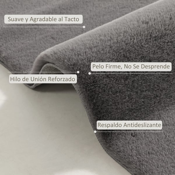 Matta för vardagsrum - Högflor - Maskintvättbar - 160 x 230 cm - 100% Polyester - Enfärgad - Grå