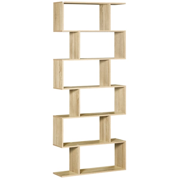Bokhylla - 6 Hyllplan - 80x23x192 cm - Modern Design - För Vardagsrum Sovrum Kontor - Montering Krävs - Beige