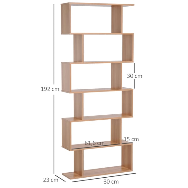 Bokhylla - 6 Hyllplan - 80x23x192 cm - Modern Design - För Vardagsrum Sovrum Kontor - Montering Krävs - Beige