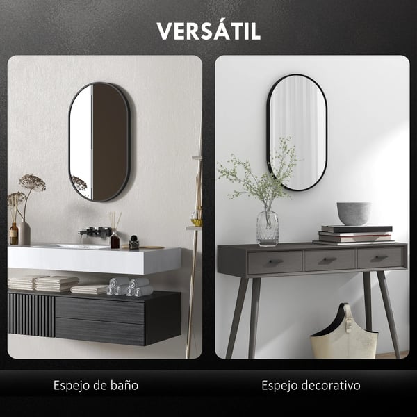 Dekorativ Spegel - Väggspegel/Badrumsspegel - 62x62 cm - Aluminiumram - För Badrum och Vardagsrum - Svart