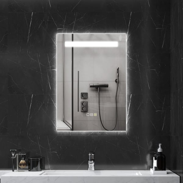 Badrumsspegel med LED - Väggspegel - Storlek 71x71 cm - 3 Ljusfärger - Imfri - Minnesfunktion - IP44 - Silver