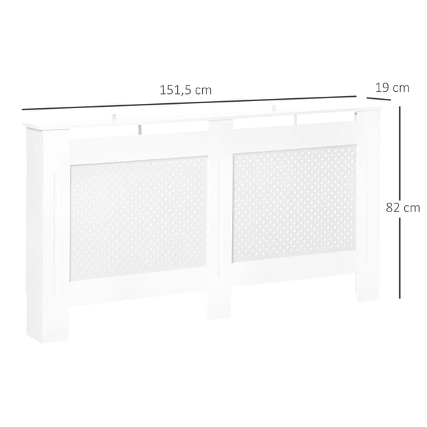 Elementskydd/Radiatorskydd - MDF med lameller - 151,5 x 19 x 82 cm - För vardagsrum/sovrum/hall - Vit
