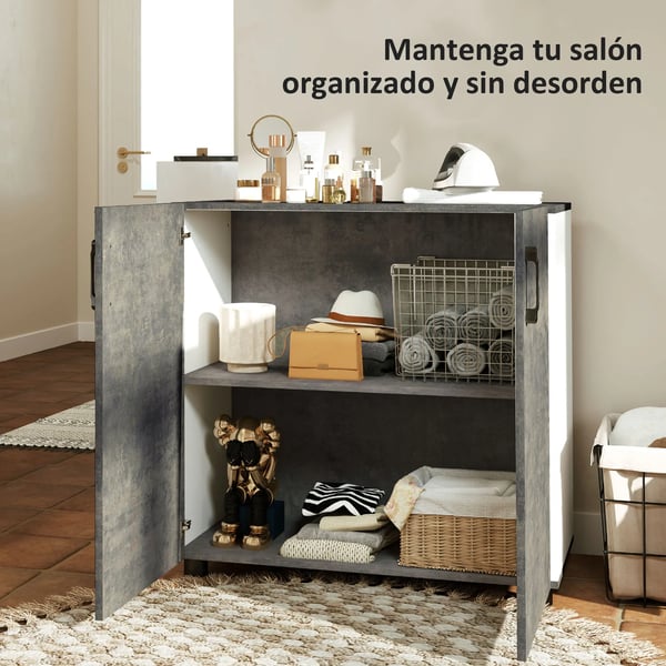 Vardagsrum Sideboard/Skänk - Kompakt, Modern, Med Hylla, Mjukstängande Dörrar, 80 x 37 x 80 cm - Grå
