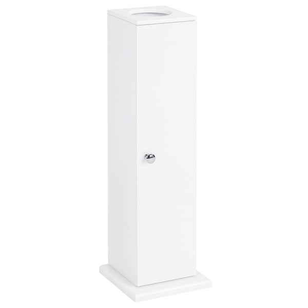 Smalt badrumsskåp - Förvaring med toalettpappershållare - Hyllor - 19,5 x 19,5 x 65 cm - Modern stil - Vit