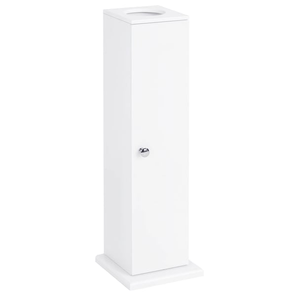 Smalt badrumsskåp - Förvaring med toalettpappershållare - Hyllor - 19,5 x 19,5 x 65 cm - Modern stil - Vit