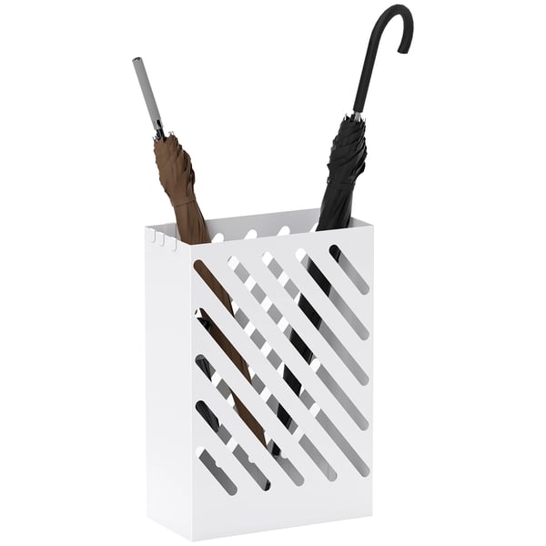 Badrumshylla - Vägmonterad - Smal design - 4 krokar - 28×14×41 cm - Vit
