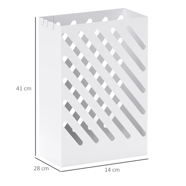 Badrumshylla - Vägmonterad - Smal design - 4 krokar - 28×14×41 cm - Vit