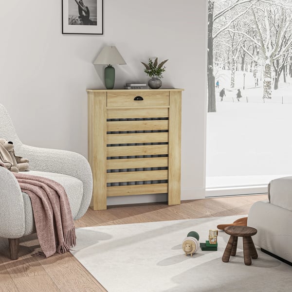 Radiatorskydd - Elementskydd - Med Låda - MDF - 78 x 19 x 95,5 cm - För Vardagsrum Sovrum Hall - Brun