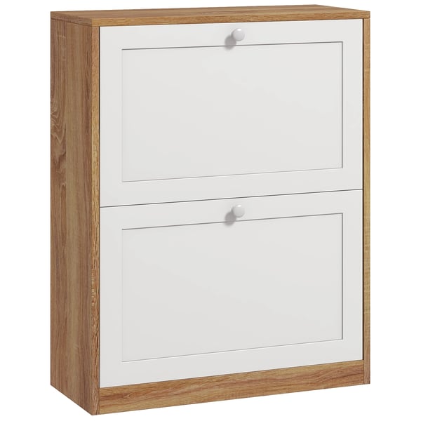 Skoförvaring - Smalt Skoskåp - 2 Dörrar - Justerbara Hyllor - Rymmer 12 Par - Mått 60 x 24,5 x 75,5 cm - Khaki