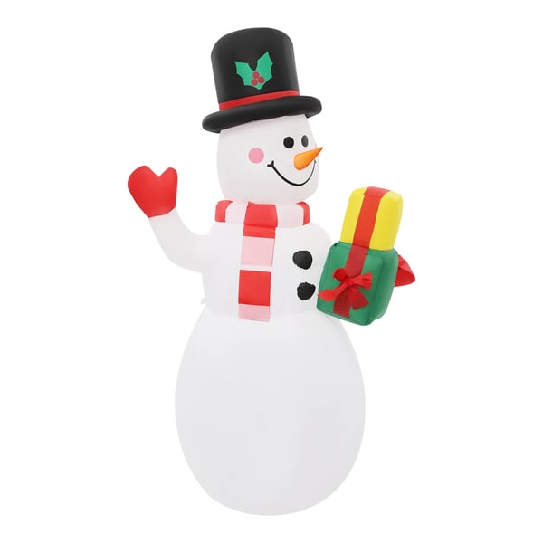 Oppustelig snemand - Juledekoration - 1,5 m - LED-lys - Roterende farvelys - EU-stik - Multifarvet