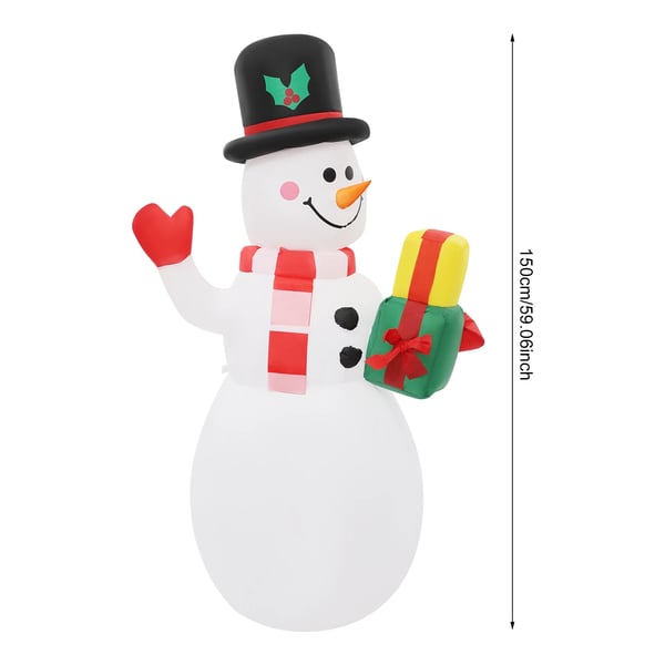 Oppustelig snemand - Juledekoration - 1,5 m - LED-lys - Roterende farvelys - EU-stik - Multifarvet