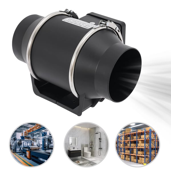 Ventilator - Kanal-/Udsugningsventilator 220 V AC - Støjsvag - Bad Køkken Toilet - Væg-/Kanalmontering - Sort