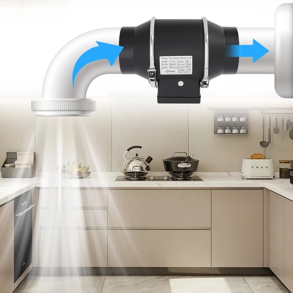 Ventilator - Kanal-/Udsugningsventilator 220 V AC - Støjsvag - Bad Køkken Toilet - Væg-/Kanalmontering - Sort