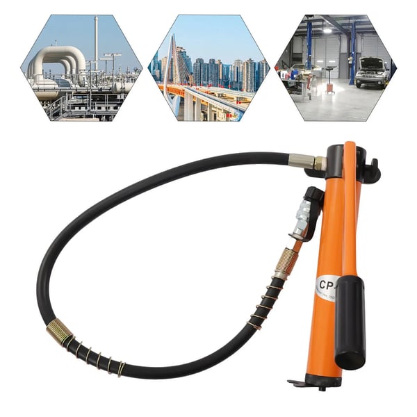 CP-180 - Manuel hydraulisk håndpumpe - 70 MPa Tryk - 1 m Højtryksslange - 350 ml Olietank - Stål - Orange