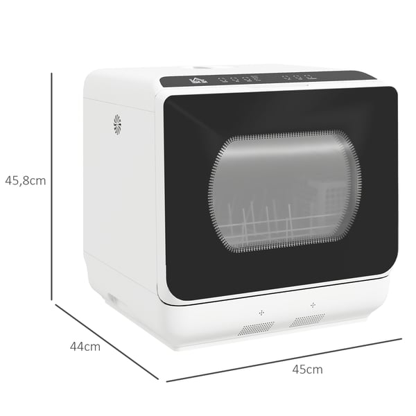 Bänkdiskmaskin - Mini diskmaskin - 5+1 Program - 6 l Vattentank - Dubbla vattentillförsellägen - LED-display med Eco - Nätström (AC)