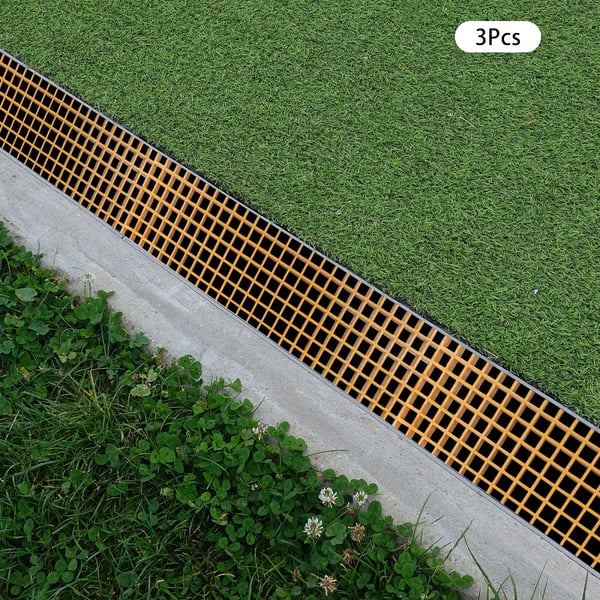 Renderist - FRP glasfiberrist - 3-pak - 80×24×3,8 cm - Maskestørrelse 3,1×3,1 cm - Bæreevne 500 kg - Gul