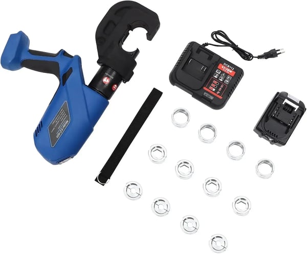 Hydraulisk rørpressetang - Elektrisk 12 ton - 16–400 mm² - Trådløs genopladelig - 12 pressbakker - Til PEX/PB-rør