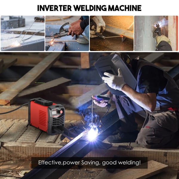 MMA/ARC Inverter Svejsemaskine - 300A IGBT Elektrodesvejser - CE Godkendt - Med Elektrodeholder, Jordklemme, Maske, Børste, Svejdestænger - Rød