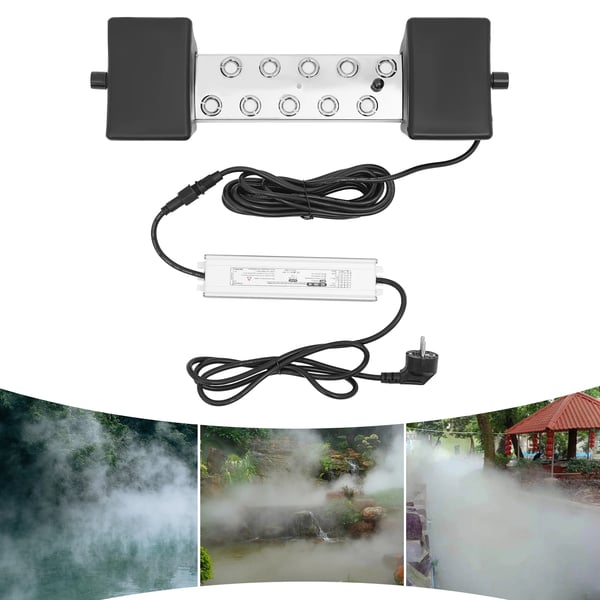 Ultralyd tågegenerator - Mist Maker/Fogger - 10 hoveder - 300 W - 220 V - Kapacitet <1 l - Sort
