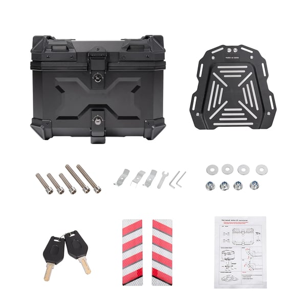 Motorcykel Topboks - Topcase 45 L ABS-plast - Med Lås - Hjelmboks - Universal Montering - Sort