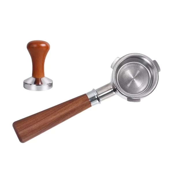 Espressosæt - 58 mm bundløs portafilter - 304 rustfrit stål - Tamper og fordeler/leveler - Til hjemmet