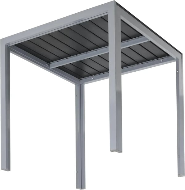Puutarhapöytä - Neliö ulkoruokapöytä - Alumiinirunko hopea - WPC komposiitti - Sään ja lämmönkestävä - 4 hengelle - 75×75×72 cm - Tummanharmaa