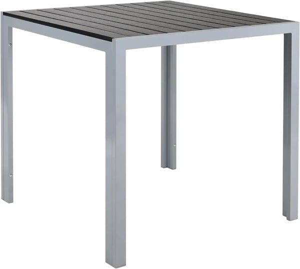 Puutarhapöytä - Neliö ulkoruokapöytä - Alumiinirunko hopea - WPC komposiitti - Sään ja lämmönkestävä - 4 hengelle - 75×75×72 cm - Tummanharmaa