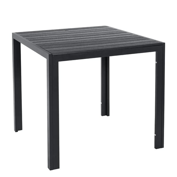 Puutarhapöytä - Ulkoruokapöytä - Alumiinirunko - WPC-kansi - Neliö 75×75×72 cm - Säänkestävä - Neljä hengelle - Musta
