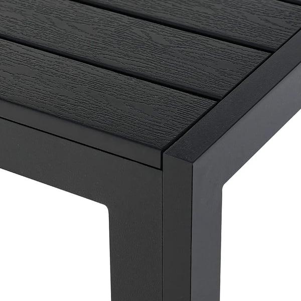 Puutarhapöytä - Ulkoruokapöytä - Alumiinirunko - WPC-kansi - Neliö 75×75×72 cm - Säänkestävä - Neljä hengelle - Musta