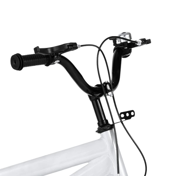 Børnecykel - 35 cm hjul - Kulstofstålramme - Støttehjul - V-bremse foran, navbremse bag - Vægt 8,5 kg - Alder 3–6 år - Hvid