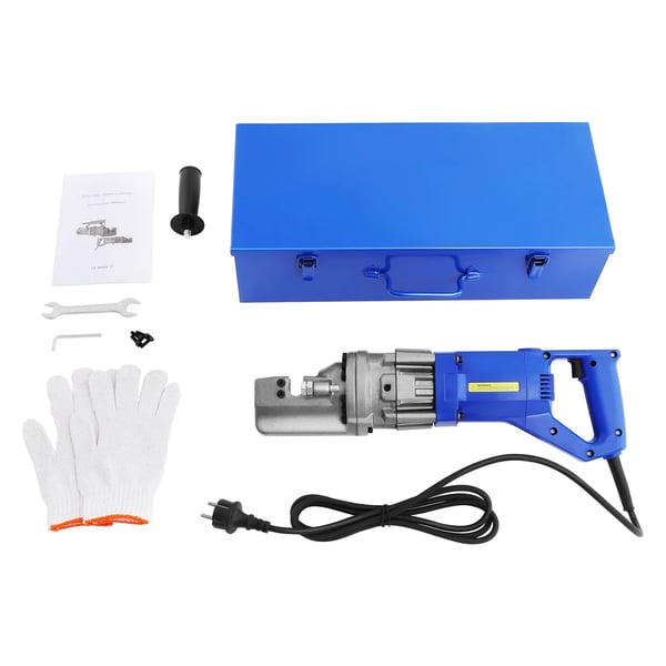 Kannettava sähköinen raudoitusleikkuri - Hydraulinen katkaisukone - Leikkausalue 4–16 mm - 70 MPa - 900 W - 220 V EU‑pistoke - 2200 r/min - Sininen