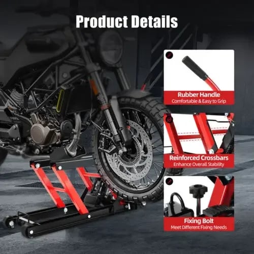 Moottoripyörä- ja ATV-nostin - Hydraulinen saksinostin - 680 kg Kantavuus - Nostoalue 11,5–36,5 cm - Taitettava Alusta - Kahva 57,5 cm