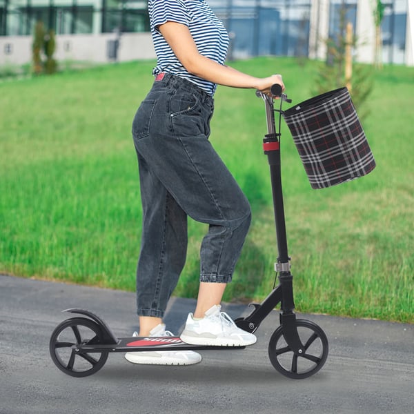 Taitettava Potkulauta - City Potkulauta - Korkeussäädettävä 91–106 cm - Isot 21 cm Renkaat - Kantavuus 150 kg - Kori 2,27 kg - Musta
