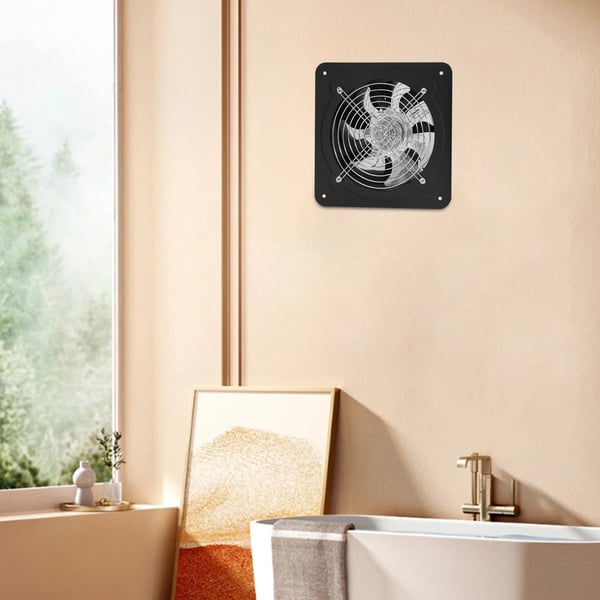 Udsugningsventilator - Vægmonteret ventilationsblæser - 80 W - 2600 o/min - 50–60 dB - US/EU-stik - Metalhus - Sort