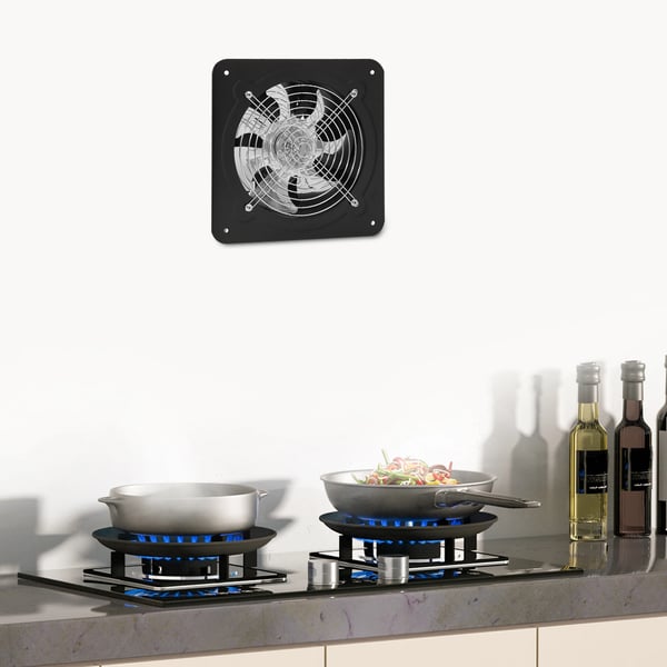 Udsugningsventilator - Vægmonteret ventilationsblæser - 80 W - 2600 o/min - 50–60 dB - US/EU-stik - Metalhus - Sort