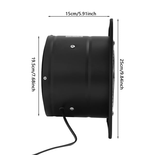 Udsugningsventilator - Vægmonteret ventilationsblæser - 80 W - 2600 o/min - 50–60 dB - US/EU-stik - Metalhus - Sort