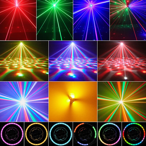 LED Scenelys - 180W Moving Head - DMX512/RDM - 19/25CH - RGBW Beam - LED Strobe - RGB-laser - Lyd/Auto/Master-Slave - Blå