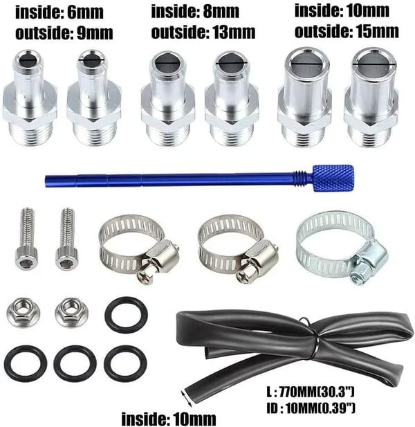 Oil Catch Can - Olieudskiller - 300 ml - Aluminium - Universal Bil - Med Luftfilter og Slange - Blå