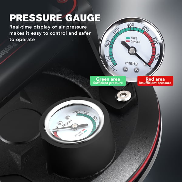 Elektrisk vakuumløfter - Motoriserede sugekopper - 2 Batterier - Maks 250 kg - Manometer - Til fliser og glas - Sort
