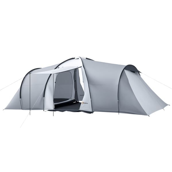 Familjetält - Campingtält - 3–4 Personer - 2 Sovrum & 1 Vardagsrum - 4 Säsonger - Vattentät & UV-skydd - 590×245×193 cm - Mörkgrå