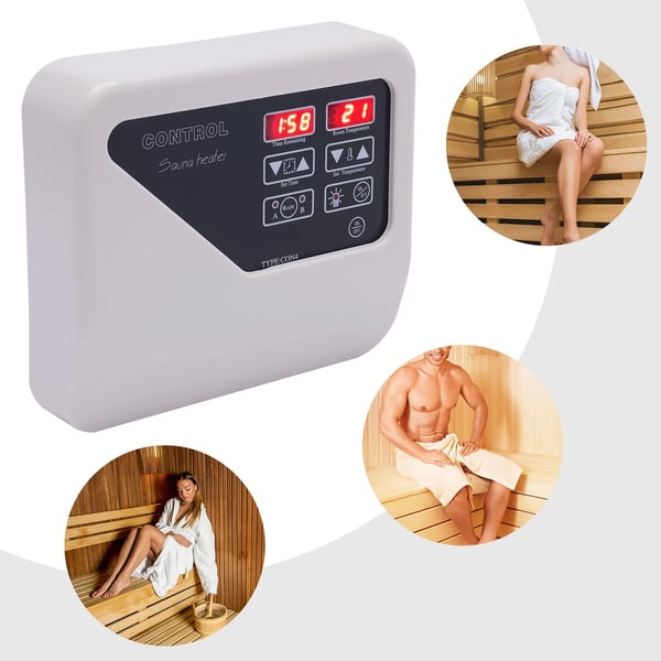 Digitaalinen saunan ohjain - Ulkoinen ohjauspaneeli - 3–9 kW - 220–240 V - Lämpötila 40–105 °C - Valaistus max 60 W - Seinään asennettava