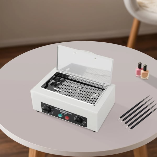 Sterilisator til negleværktøj - Tørvarmeskab - Kapacitet 2 l - 300 W - 50–220 °C - Timer 0–60 min - Rustfrit stål - Hvid