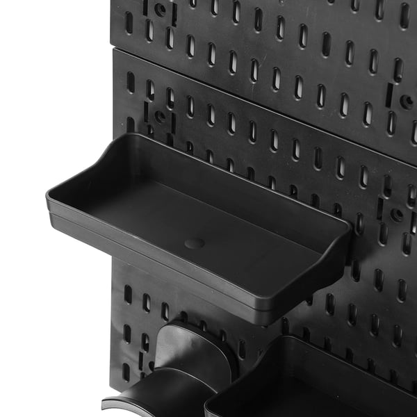 Pegboard Vægpanel - Opbevaringssæt - Hylder og kroge - DIY hulplade - Vægmonteret - Sort