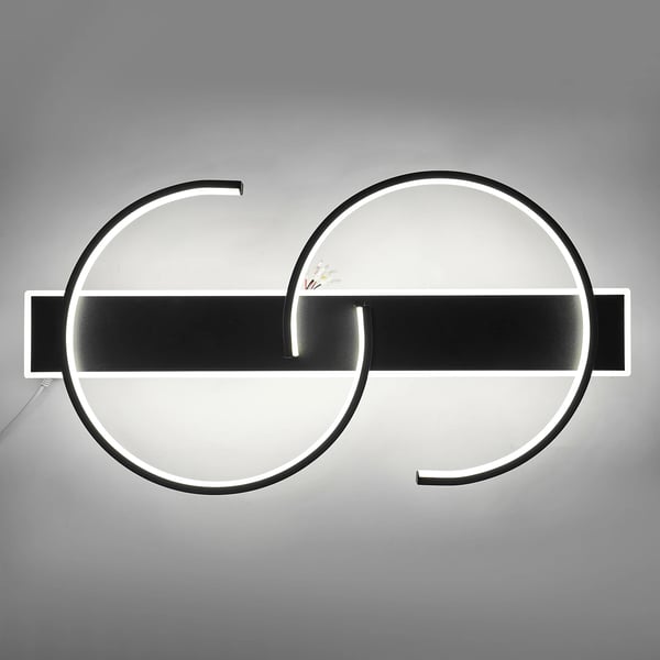 LED loftlampe - Plafond med 2 ringe - 42 W - Dæmpbar 10–100 % med fjernbetjening - Farvetemperatur 3200–6500 K - Stel i jern - Sort
