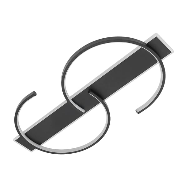 LED loftlampe - Plafond med 2 ringe - 42 W - Dæmpbar 10–100 % med fjernbetjening - Farvetemperatur 3200–6500 K - Stel i jern - Sort
