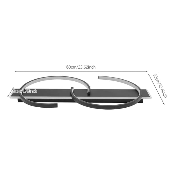 LED loftlampe - Plafond med 2 ringe - 42 W - Dæmpbar 10–100 % med fjernbetjening - Farvetemperatur 3200–6500 K - Stel i jern - Sort