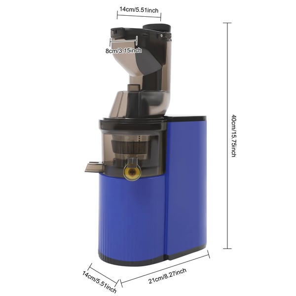 Juicer - Elektrisk saftpresser - 800 W - 220 V - EU-stik - <500 ml - 2 kopper - Til frugt og grøntsager - Blå