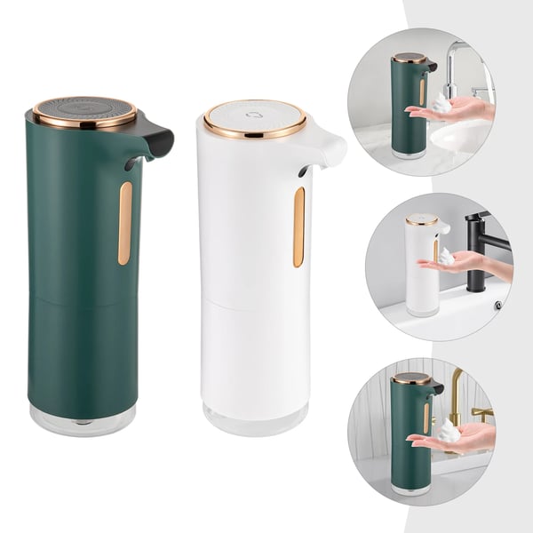 Skumsæbedispenser - Automatisk med sensor - USB-opladning 5V/1A - 250 ml beholder - Berøringsfri til badeværelse - Ladetid 3–4 t - Hvid