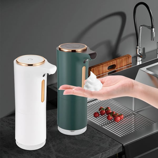 Skumsæbedispenser - Automatisk med sensor - USB-opladning 5V/1A - 250 ml beholder - Berøringsfri til badeværelse - Ladetid 3–4 t - Hvid